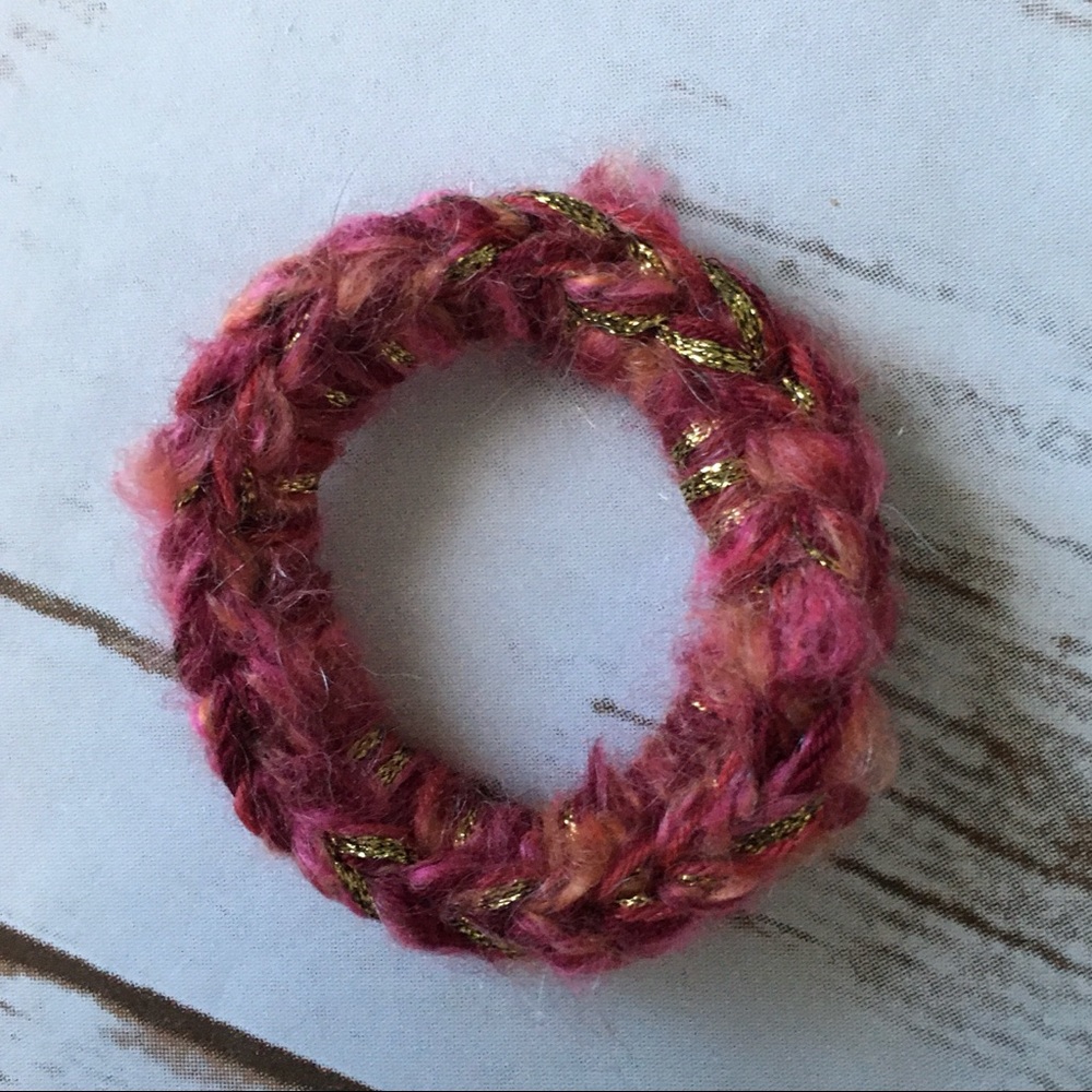 Textured multicolor handmade crocheted scrunchie